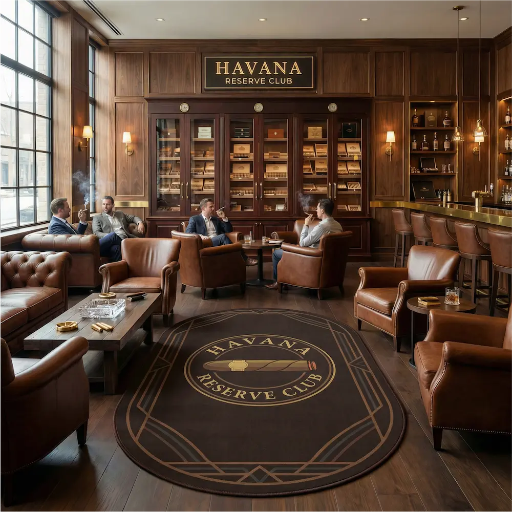 Custom Cigar Lounge Logo Rugs